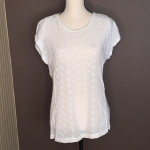 J.crew white eye-lit‎ top size m short sleeves